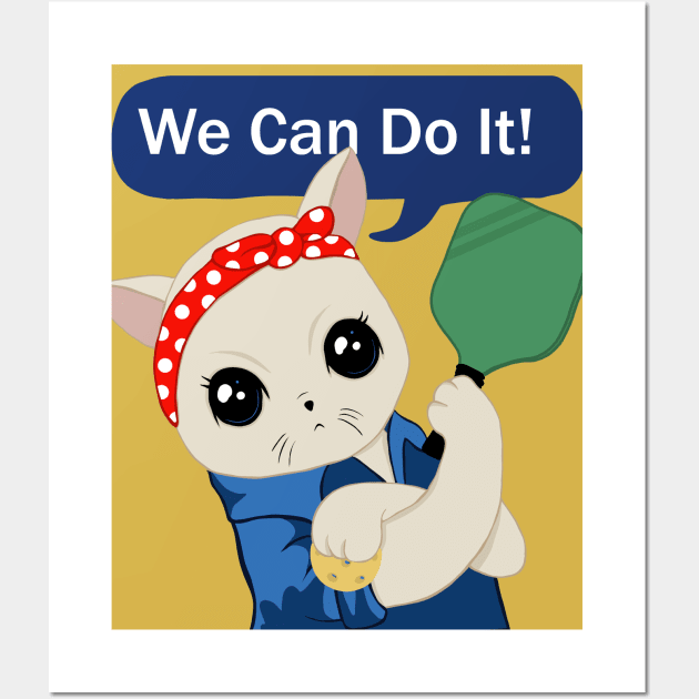 Pickleball Cat - We can do it Wall Art by valentinahramov